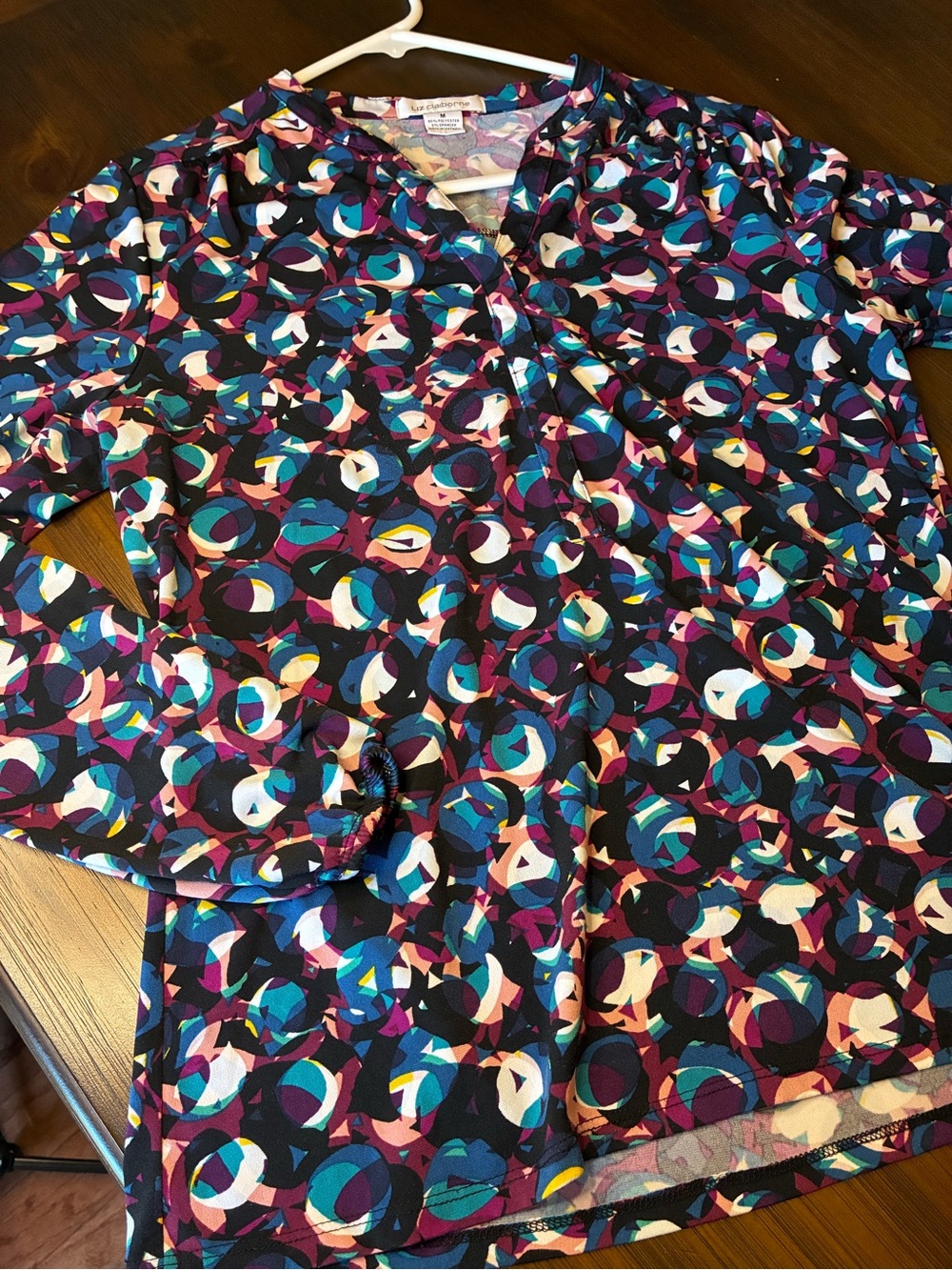 Liz Claiborne Women's Shirt - Multicolor Geometric Print